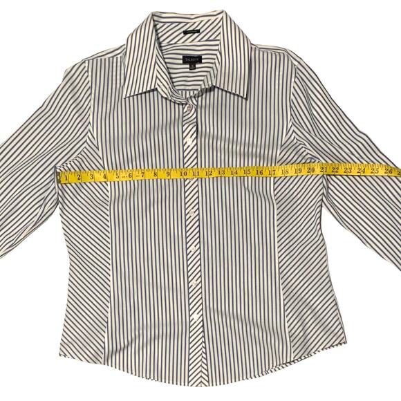 TALBOTS Size 16 Wrinkle Resistant Blue White Stripe Button Down Shirt Stretch - Picture 5 of 8